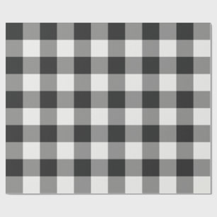Papel De Regalo Cuadro de Gingham Grande Negro y Blanco