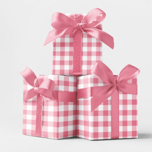 Papel De Regalo Cuadro de Gingham rosa de 2 pulgadas