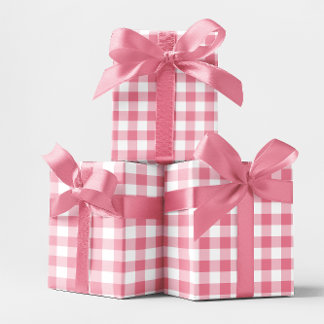 Papel De Regalo Cuadro de Gingham rosa de 2 pulgadas