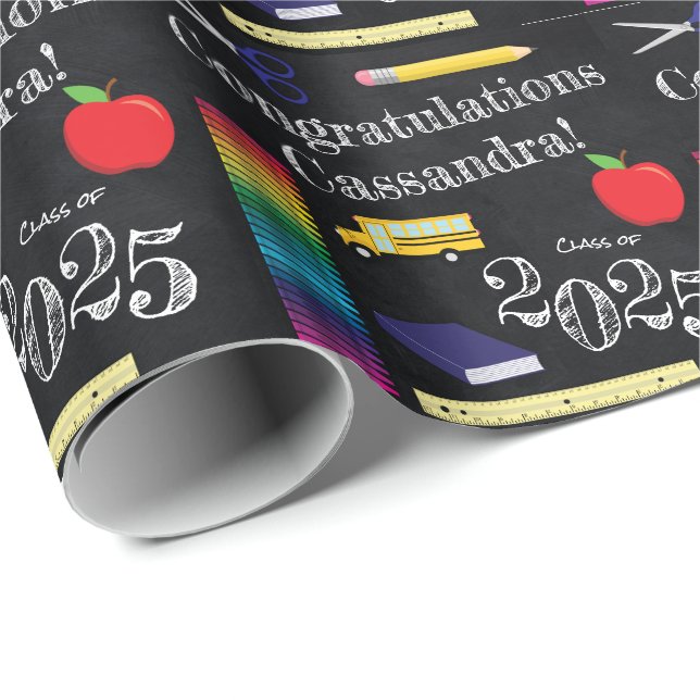 Papel De Regalo Cuadro de graduación de la educación docente (Esquina del rollo)