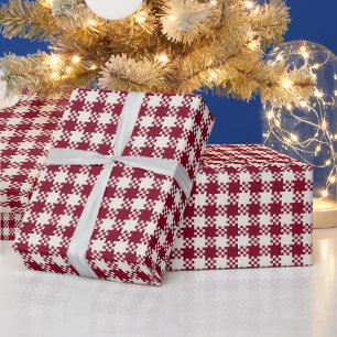 Papel De Regalo Cuadro de Navidad Rojo Blanco Gingham Patrón a Cua