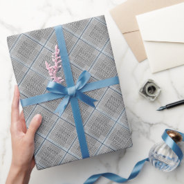 Papel De Regalo Cuadro Escocés Azul Gris Negro Chic