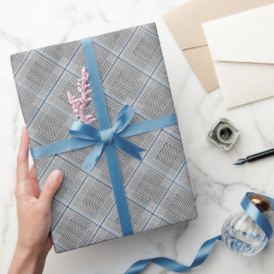Papel De Regalo Cuadro Escocés Azul Gris Negro Chic