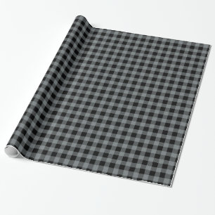 Papel De Regalo Cuadro Escocés Gris Carbón Negro Búfalo