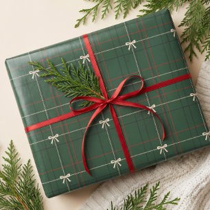 Papel De Regalo Cuadro Escocés Moderno y Audaz Rojo y Verde con Ra