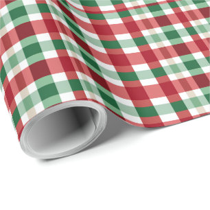 Papel De Regalo Cuadro Escocés Rojo Verde Blanco Alegre Rústico Ho