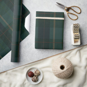 Papel De Regalo Cuadro Escocés Verde Oscuro Clásico