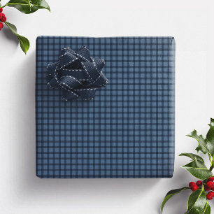 Papel De Regalo Cuadro gingham azul simple elegante festivo de vac