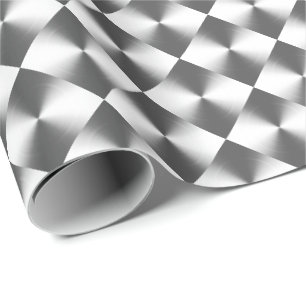 Papel De Regalo Cuadro Gris Plateado Patrón Gris