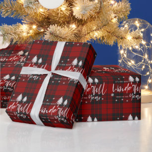 Papel De Regalo Cuadro Negro Rojo Más Maravilloso Momento Del Año