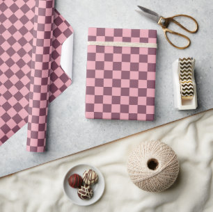Papel De Regalo Cuadro rosa malva a cuadros femenino retro Y2K