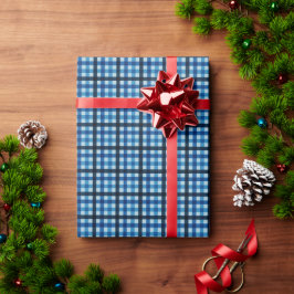 Papel De Regalo Cuadros Azules Oscuros