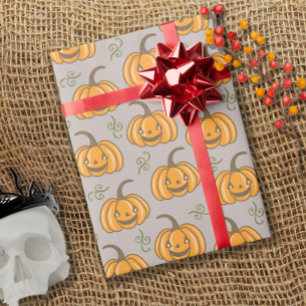 Papel De Regalo Cuadros calabazas patrón Halloween