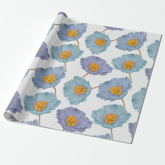 Papel De Regalo Cuadros de acuarela floral azul pastel de gran tam