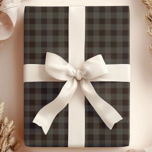 Papel De Regalo Cuadros de Búfalo Gris y Negro