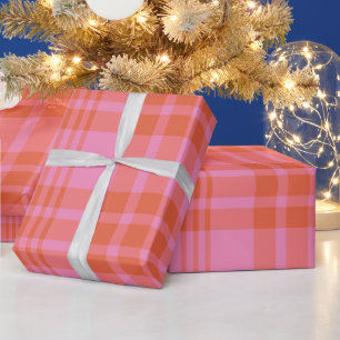 Papel De Regalo Cuadros de cuadros naranjas rosados