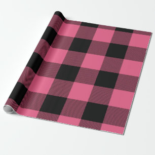 Papel De Regalo Cuadros de cuadros rosa y negro de Buffalo Plaid