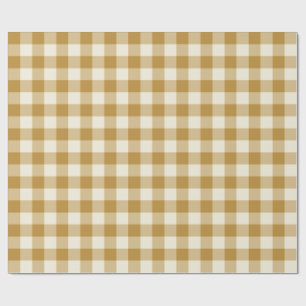 Papel De Regalo Cuadros de Gingham Clásico Amarillo Mostaza