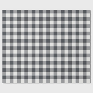 Papel De Regalo Cuadros de Gingham Clásico de Carbón