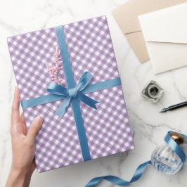 Papel De Regalo Cuadros de lavanda y blanco en ángulo