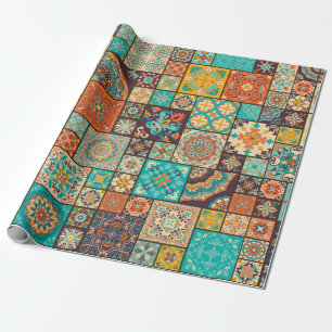 Papel De Regalo Cuadros de mosaico de mosaicos de colores sin foco