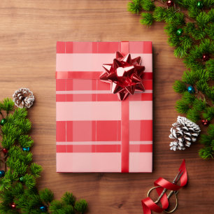 Papel De Regalo Cuadros de Navidad Rosados Rojos