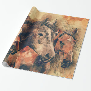 Papel De Regalo Cuadros de pintura artística de caballos decorativ