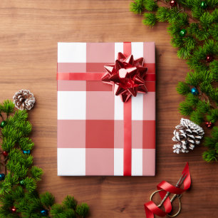 Papel De Regalo Cuadros de Plaid Búfalo Rojo de Navidad