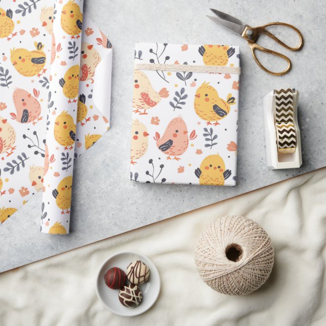 Papel De Regalo Cuadros de primavera y patrón floral (Artesanía)