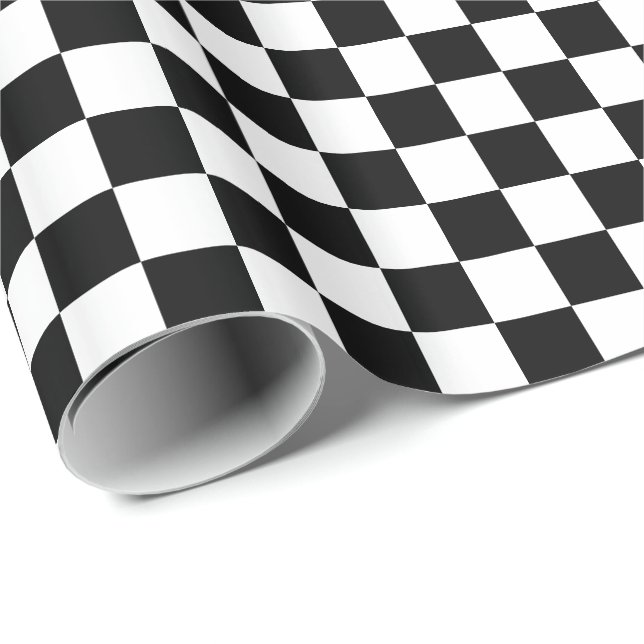 Papel De Regalo Cuadros en negro y blanco (Esquina del rollo)