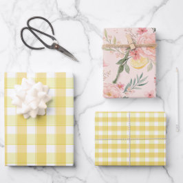 Papel de regalo cuadros escoceses rosa amarillo li