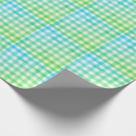 Papel De Regalo Cuadros Escoceses Verde Lima Azul Moderno Simple