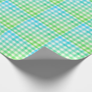 Papel De Regalo Cuadros Escoceses Verde Lima Azul Moderno Simple