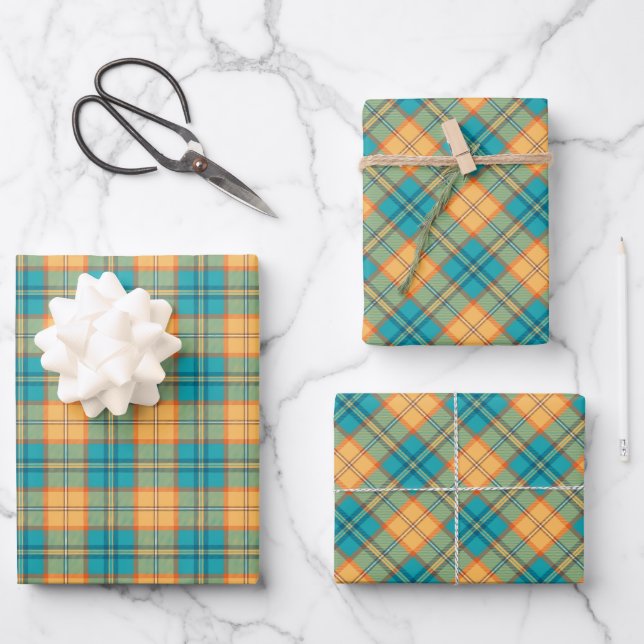Papel de regalo cuadros Kingfisher (Anverso)