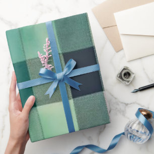 Papel De Regalo Cuadros Moderno Verde Bosque: Tartán Minimalista E