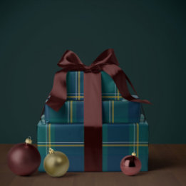 Papel De Regalo Cuadros navideños clásicos fiesta simple