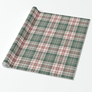 Papel De Regalo Cuadros Navideños Clásicos - Rojo, Verde y Crema