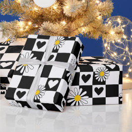 Papel de regalo cuadros negros y blancos