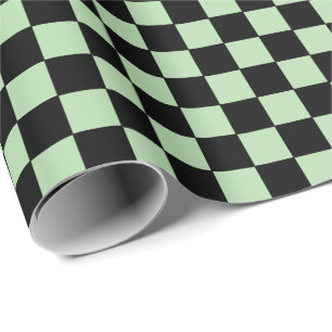 Papel De Regalo Cuadros pálido verde y negro 