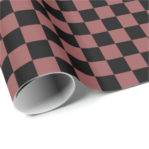 Papel De Regalo Cuadros rojos marrones y negros Marsala