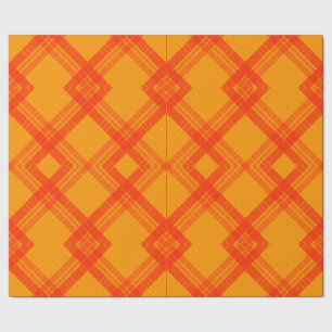 Papel De Regalo Cuadros rojos y amarillos/naranjas cruzados felice