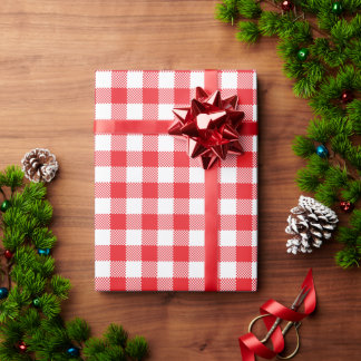 Papel De Regalo Cuadros rojos y blancos de búfalo a cuadros