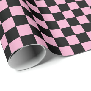 Papel De Regalo Cuadros rosa y negro