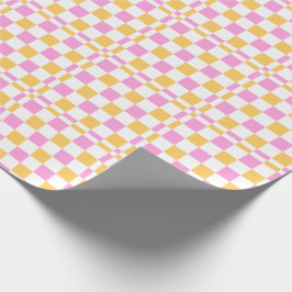 Papel De Regalo Cuadros rosados y dorados