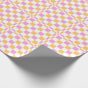 Papel De Regalo Cuadros rosados y dorados