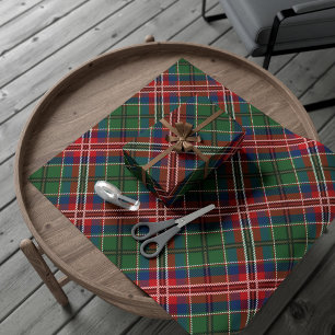 Papel De Regalo Cuadros Rústicos Clan MacCulloch Rojo Verde Tartán