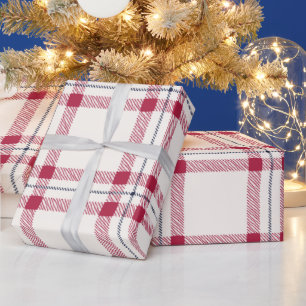Papel De Regalo Cuadros rústicos de granja en blanco desvaído, azu