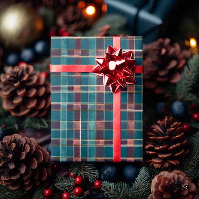 Papel De Regalo Cuadros sofisticados de azul y burdeos – Clásico (Subido por el creador)