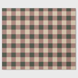 Papel De Regalo Cuadros tradicionales verdes rojos y beige para en