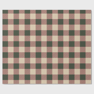 Papel De Regalo Cuadros tradicionales verdes rojos y beige para en